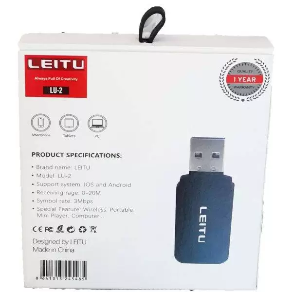 دانگل بلوتوثی لیتو مدل 2-LU ا Leitu Wireless Audio Receiver LU-2
